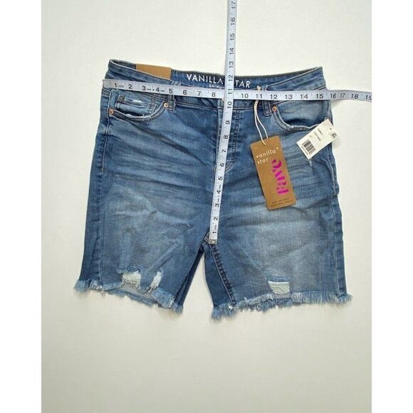Vanilla Star Bermuda Jean Shorts 11 Juniors' Ripped Frayed Distressed Stretch - Picture 3 of 7